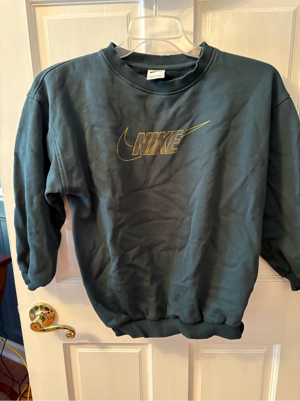 Nike Men’s Teal Crewneck Sweatshirt with Gold Logo